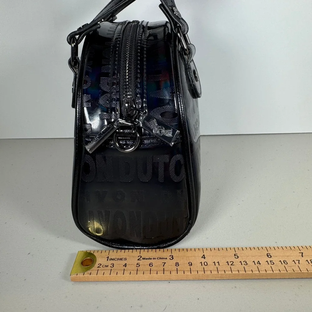 Von Dutch Mini Bowling Bag Black Onyx Reflective Holographic Y2K Satchel Handbag